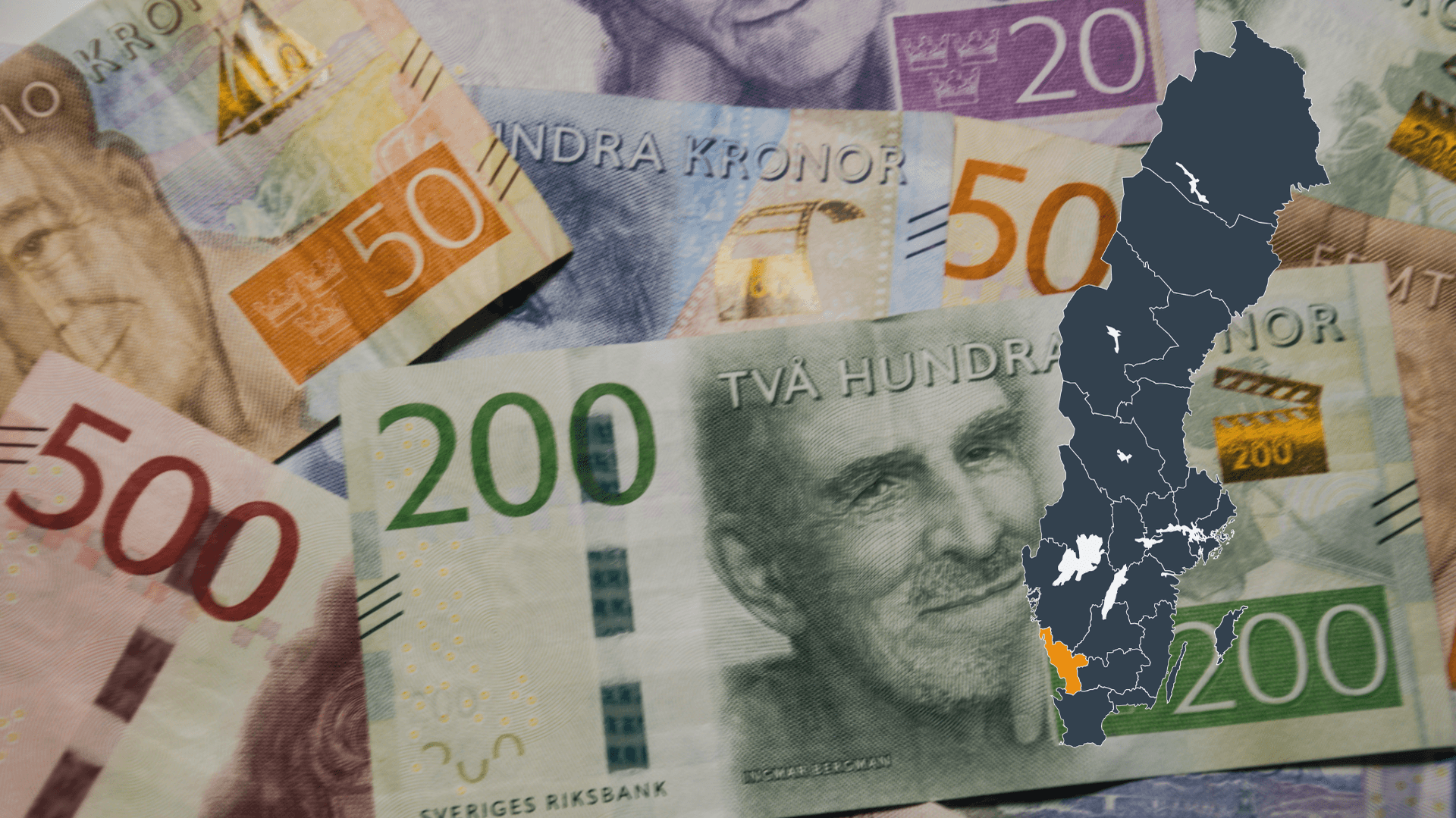 Collage Halland och kontanter