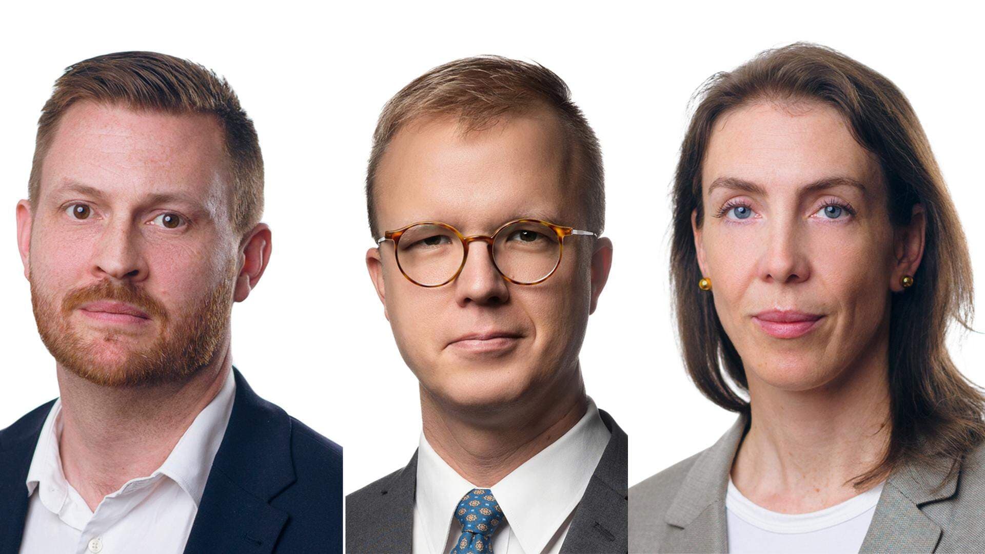 Stefan Kvarfordt, Expert on energy and climate policy,  Lina Hagström, environmental lawyer, and Stefan Sagebro, Director for industrial policy, competition and state aid.