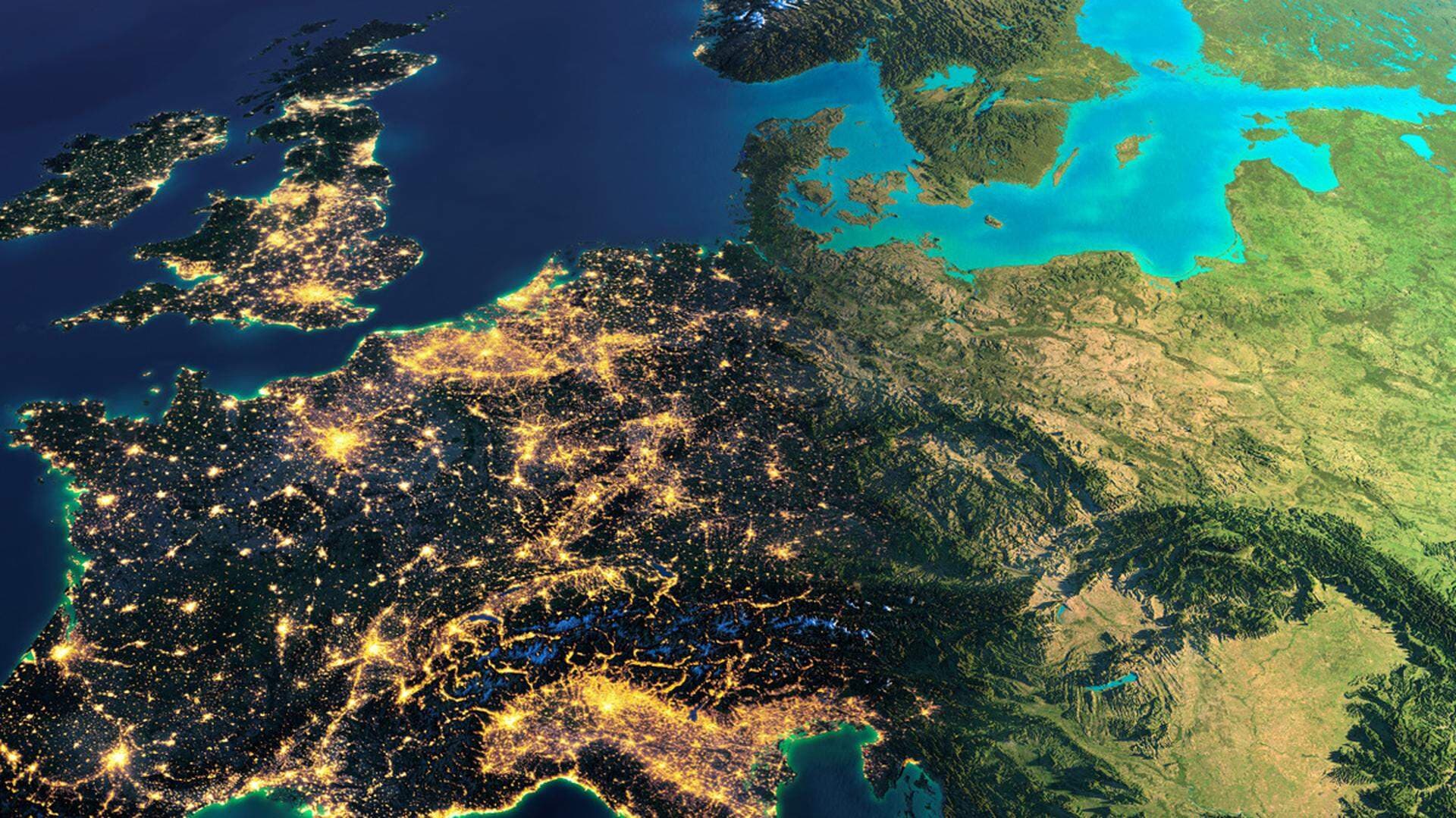 Satellitbild över Europa.