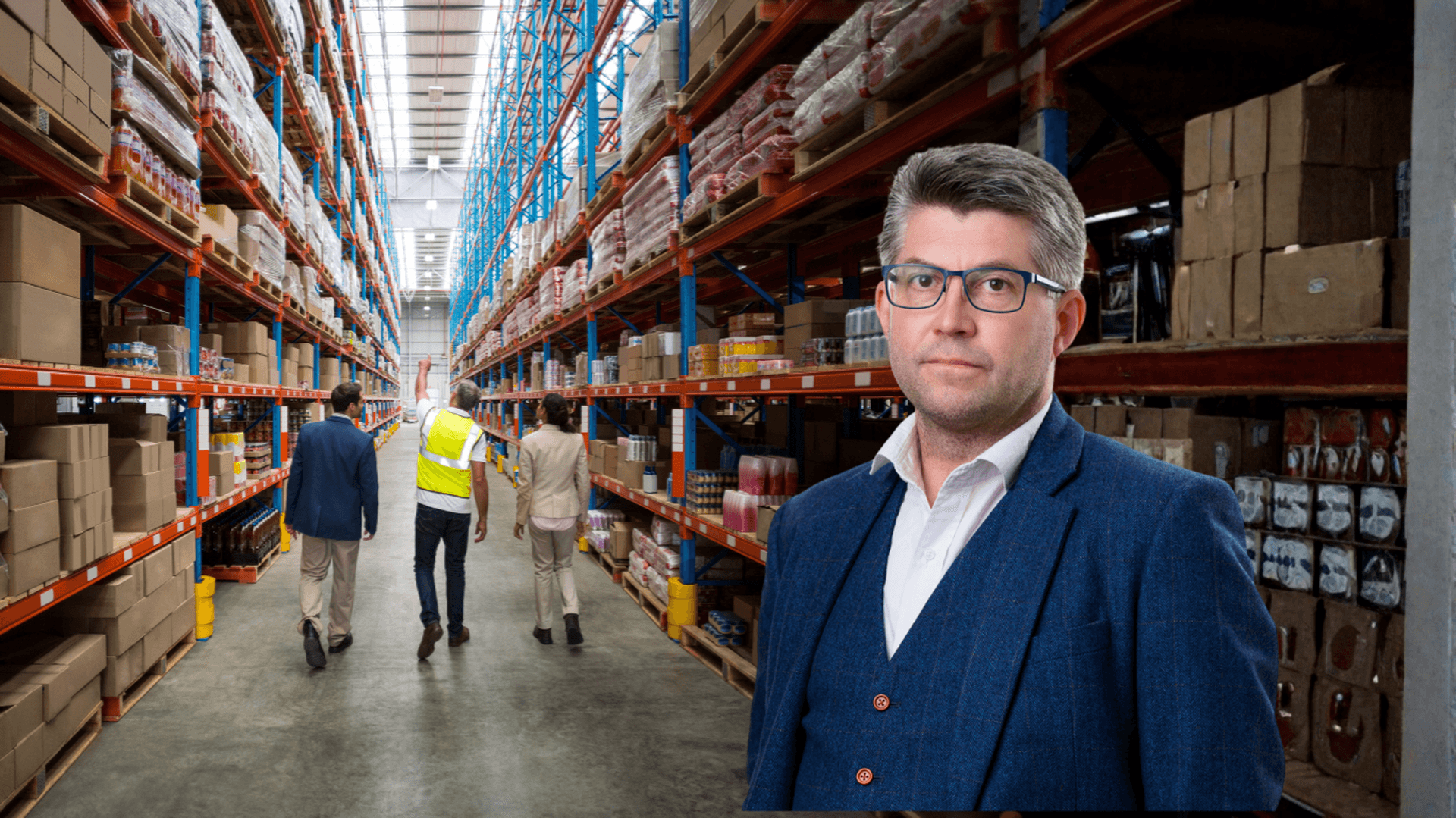 Johan Dalén i kollage med en lagerlokal