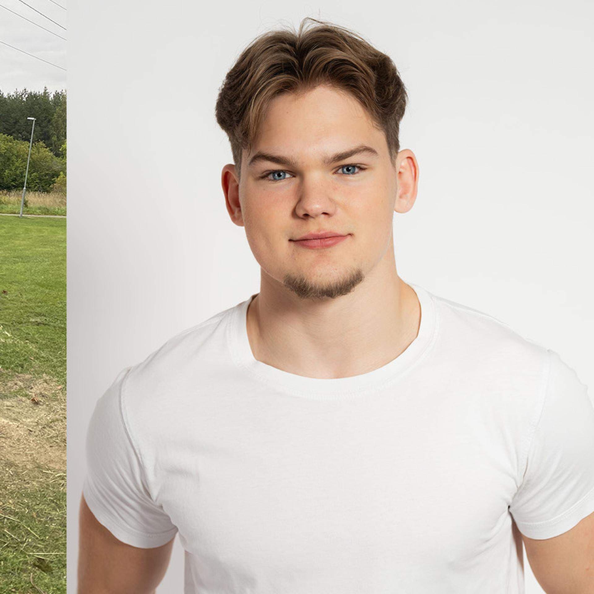 Bildkollage: Insektshotell från Bark & Bo samt bild på Hannes Klum