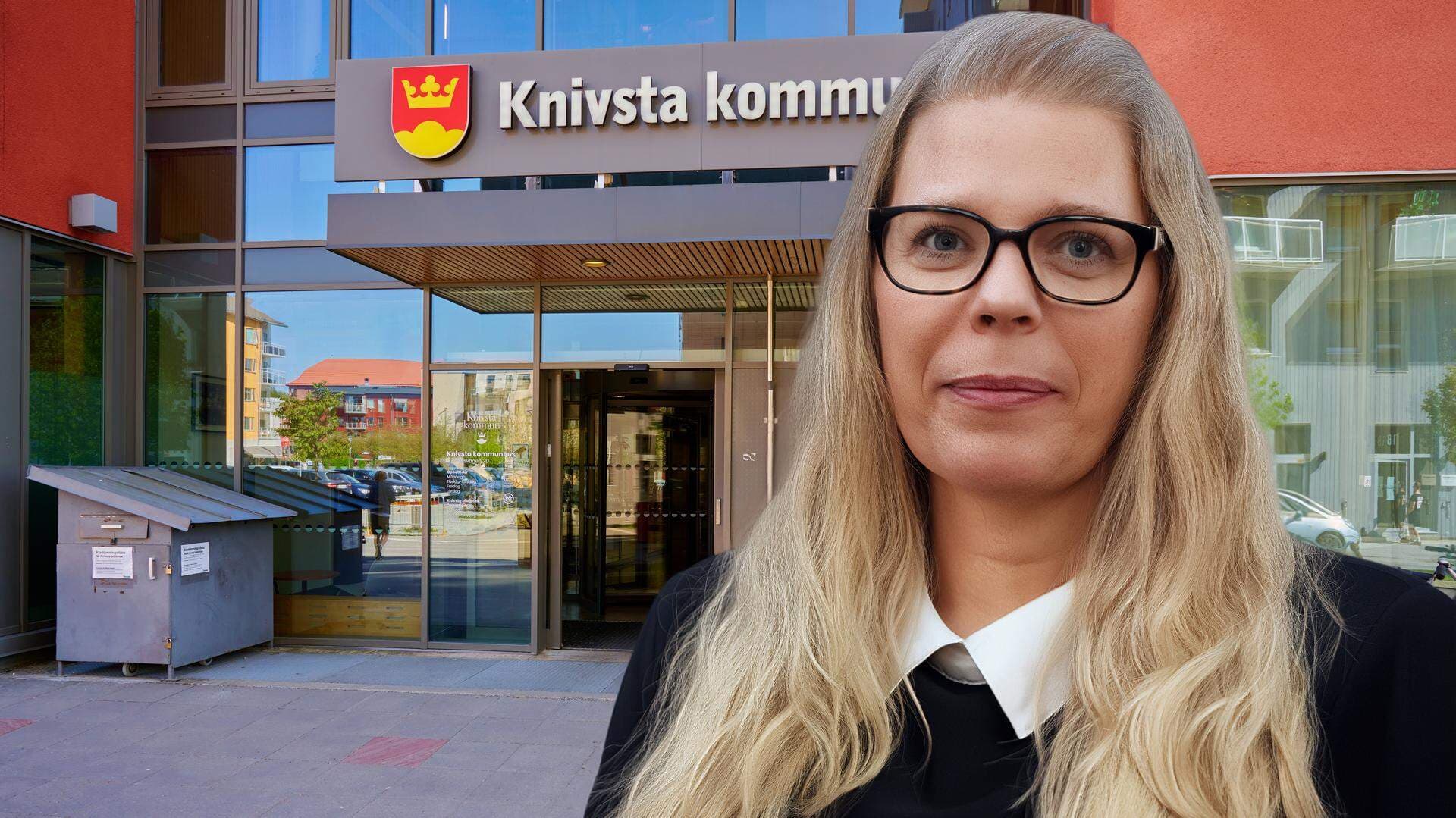 Bildcollage: Entrén på Knivsta kommunhus och Åsa Odelfalk, chef för Miljö- och byggenheten i Knivsta kommun.