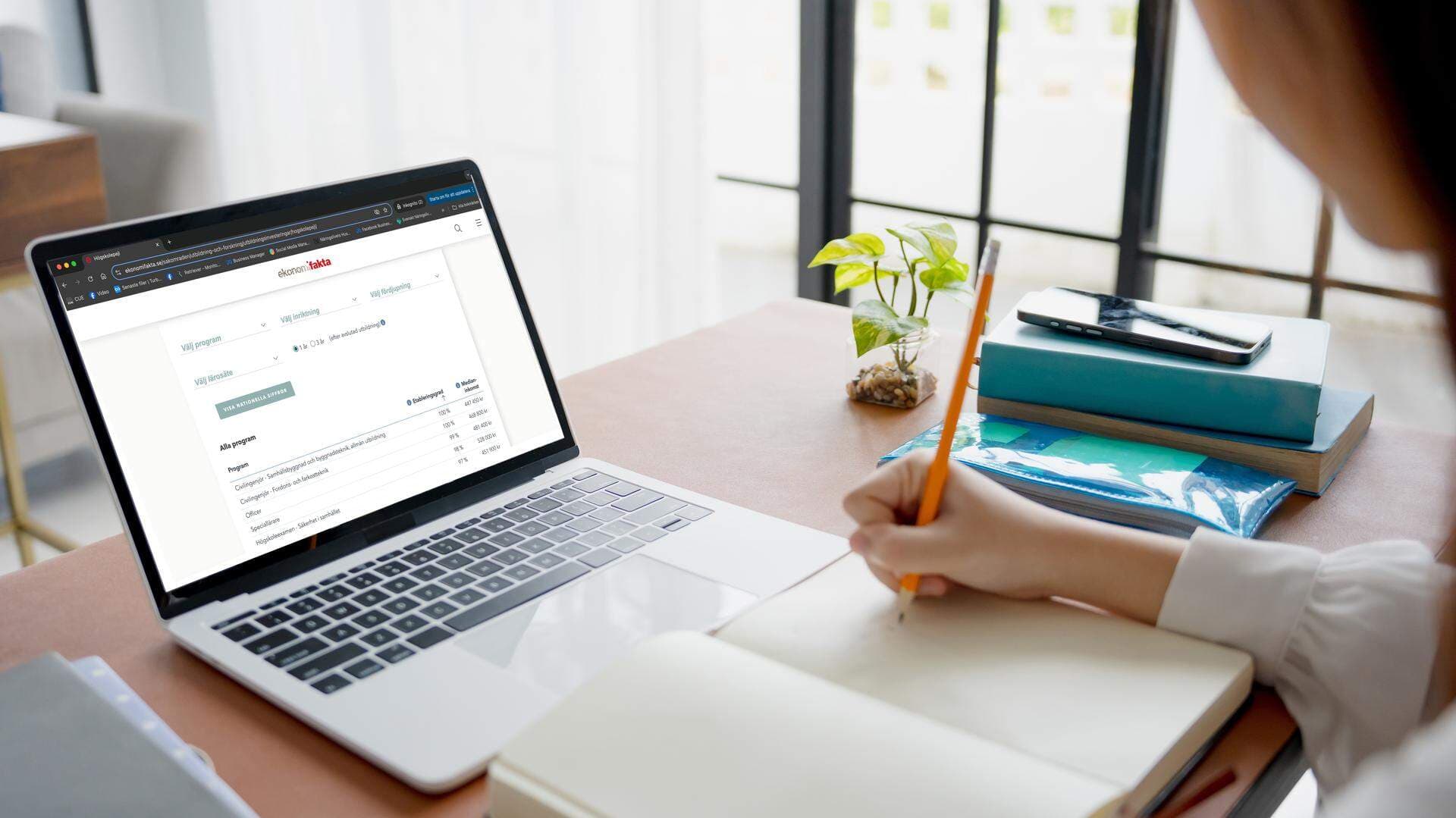 Ung kvinna som pluggar