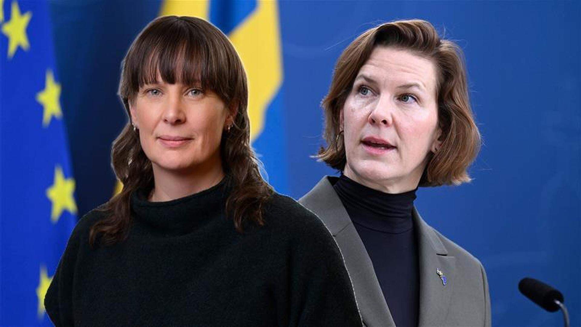 Camilla Gannvik, arbetsrättsjurist och expert på lönebildning, och jämställdhetsminister Nina Larsson (L).